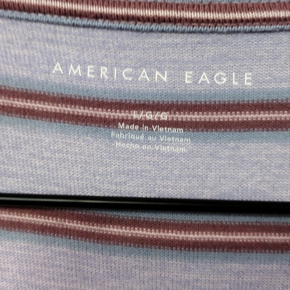American Eagle Striped Blouse Women's L Purple Boho Retro Y2K 90s Casual Comfy - Picture 7 of 8